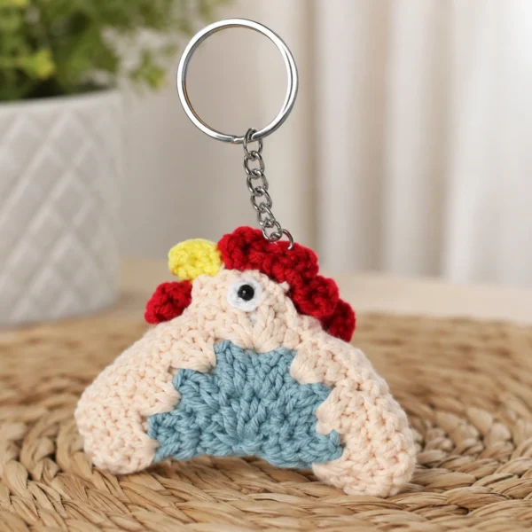 Handcrafted Crochet Rooster / hen Keychain