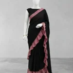 Black ruffle designer saree