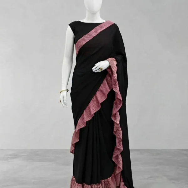 Black ruffle designer saree