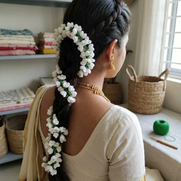 Handcrafted Reusable Crochet Gajra Hair Garland