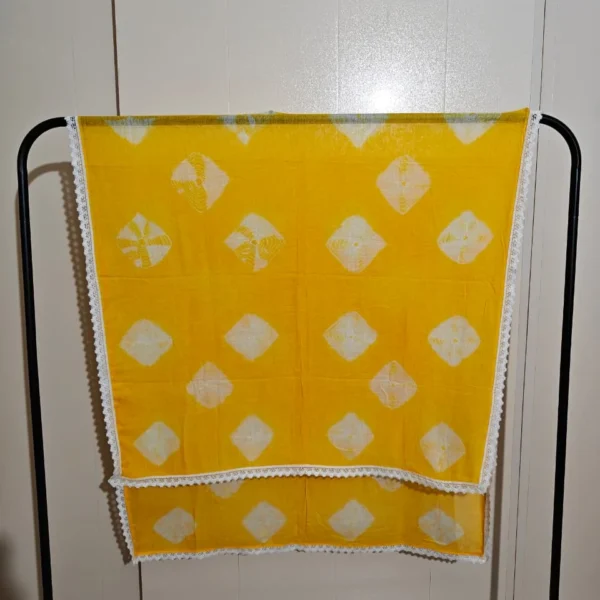 Bandhni dupatta with cotton border work