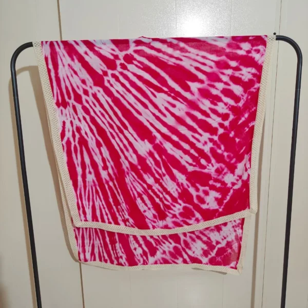 Batik dupatta with cotton border work Pink