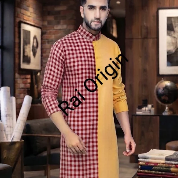 Designer gamcha check panjabi