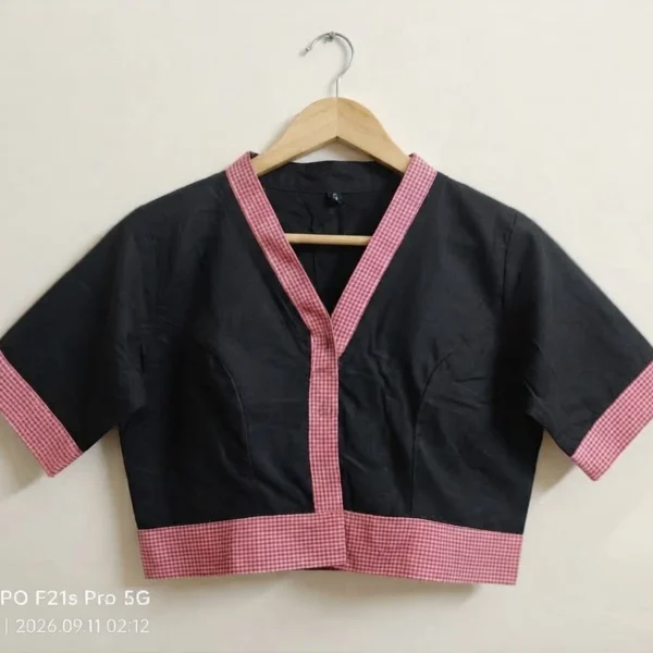 Plus size Gamcha check blouse