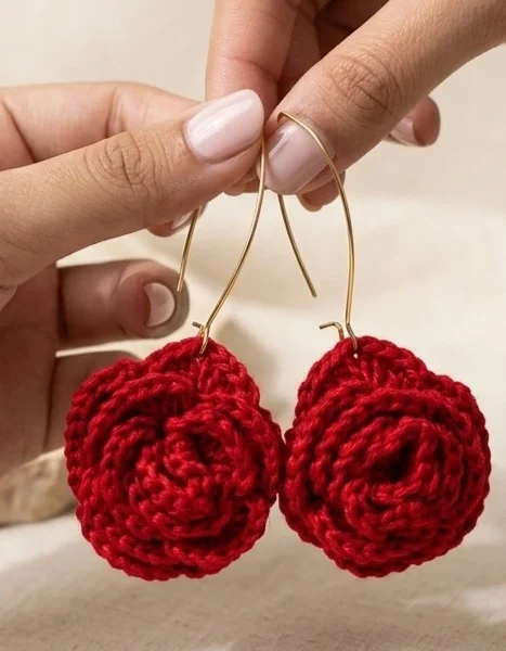 Rose long earrings