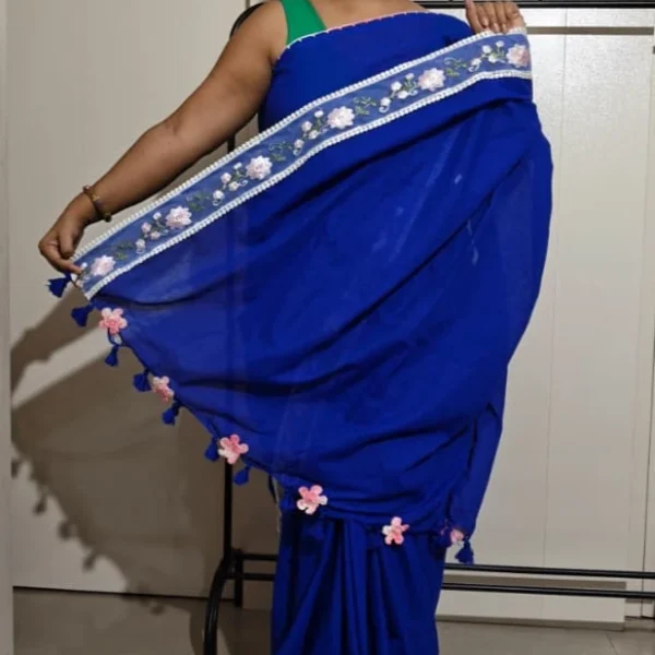 Royal blue designer saree